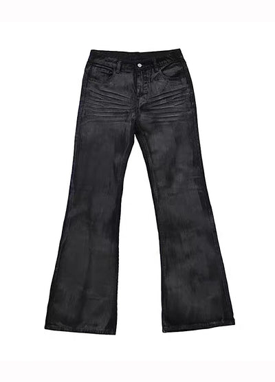 【5/21新作】Dirt wash design mid-length flare straight denim pants  HL3151