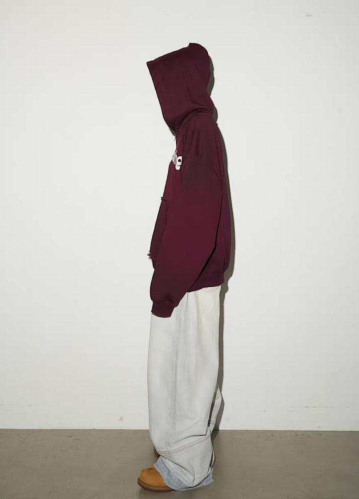 【MICHINNYON】Random wash street style oversized half-zip hoodie  MY0068