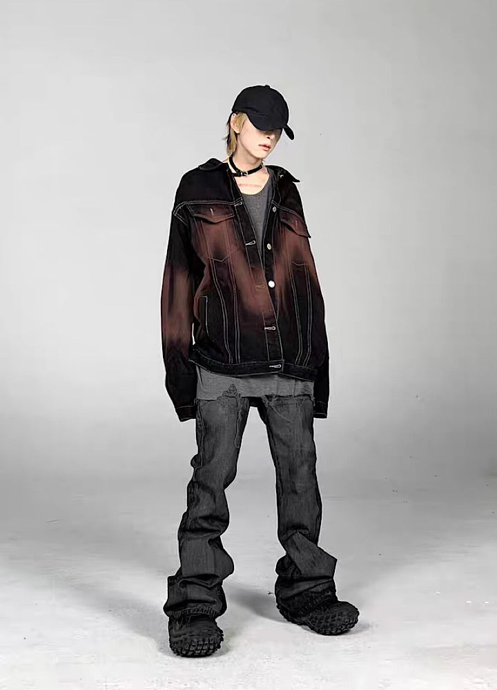 【5/21新作】Dirt wash design mid-length flare straight denim pants  HL3151