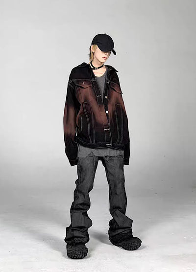 【5/21新作】Dirt wash design mid-length flare straight denim pants  HL3151