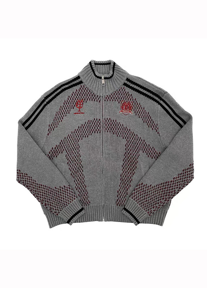 【MICHINNYON】Color Point High Neck Design Loose Zip Knit Sweater  MY0069