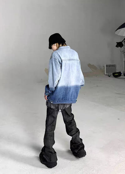 【5/21新作】Dirt wash design mid-length flare straight denim pants  HL3151