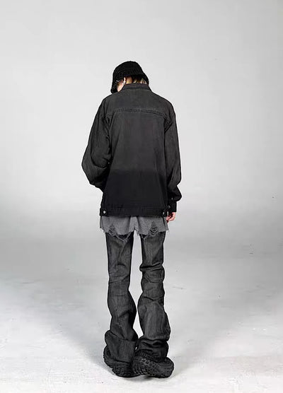 【5/21新作】Dirt wash design mid-length flare straight denim pants  HL3151
