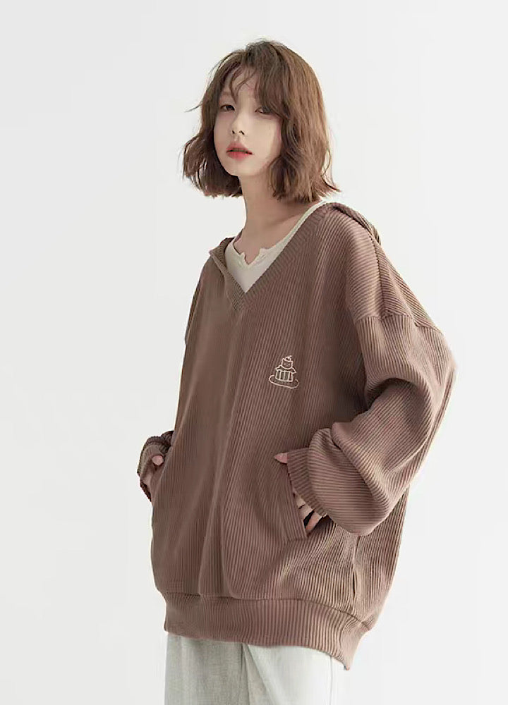 [Universal Gravity Museum] One point character logo design loose silhouette hoodie UG0031