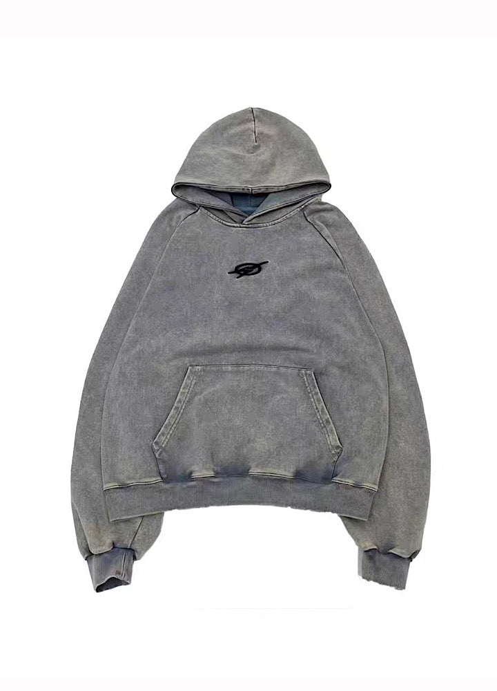 【MICHINNYON】Randomly faded wash oversized one-point hoodie  MY0071