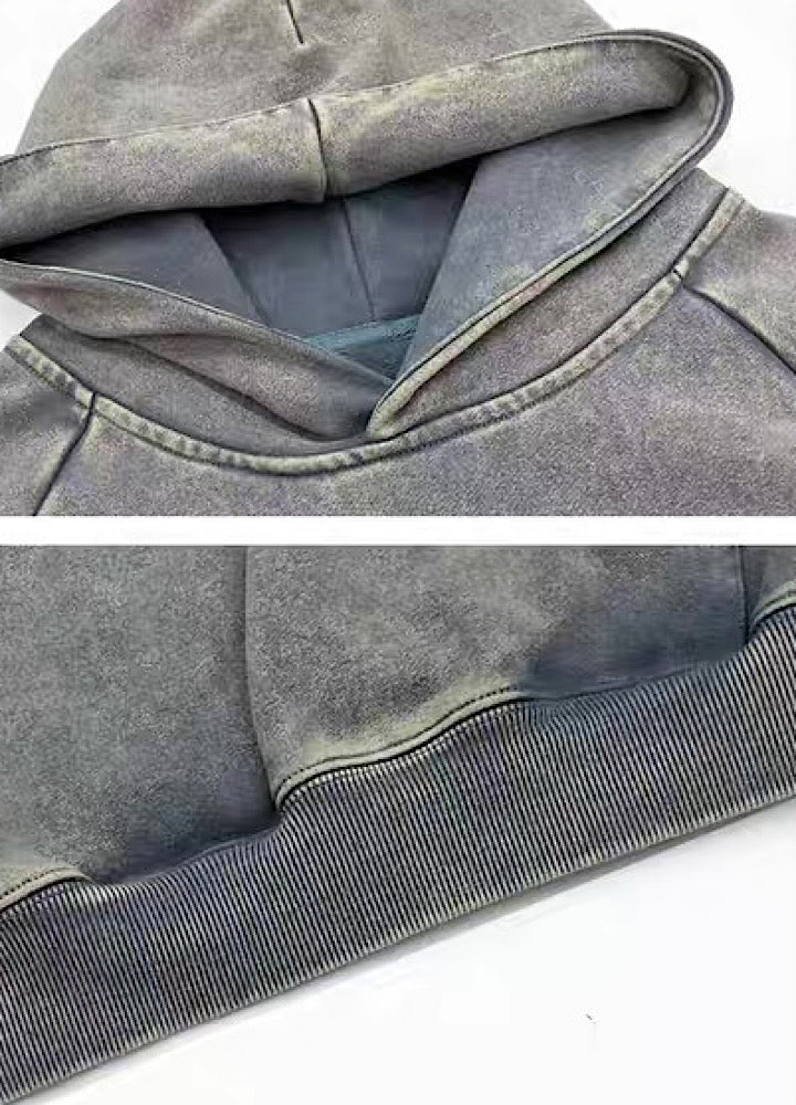 【MICHINNYON】Randomly faded wash oversized one-point hoodie  MY0071