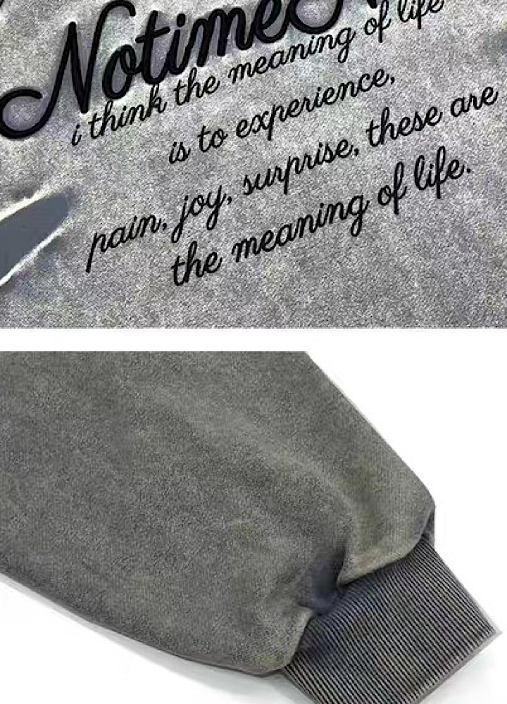 【MICHINNYON】Randomly faded wash oversized one-point hoodie  MY0071