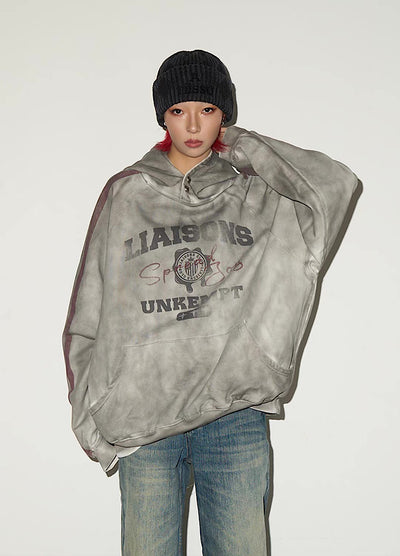 【MICHINNYON】Front initial side line random wash design hoodie  MY0072