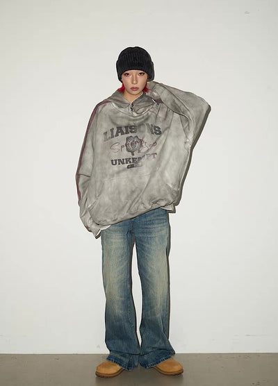 【MICHINNYON】Front initial side line random wash design hoodie  MY0072