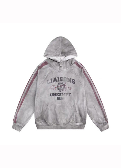 【MICHINNYON】Front initial side line random wash design hoodie  MY0072