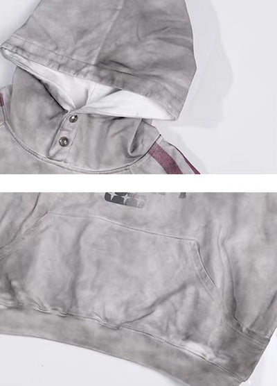 【MICHINNYON】Front initial side line random wash design hoodie  MY0072