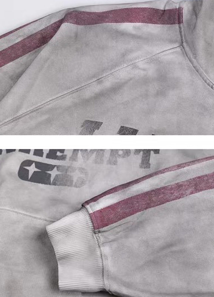 【MICHINNYON】Front initial side line random wash design hoodie  MY0072