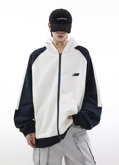 【MR nearly】Double bicolor design sporty full zip hoodie  MR0052