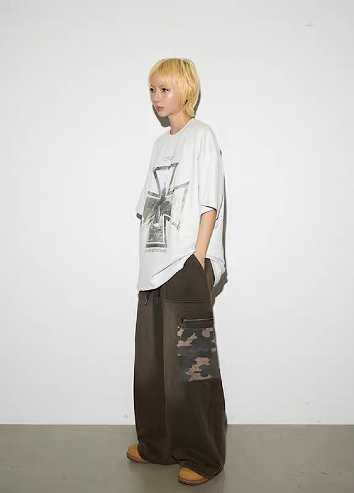 【MICHINNYON】Front cross design haze style short sleeve T-shirt  MY0044