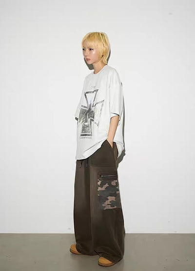 【MICHINNYON】Front cross design haze style short sleeve T-shirt  MY0044