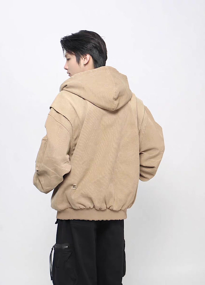 【Mz】Gimmick Design Washed Full Zip Over Hoodie Jacket  MZ0072