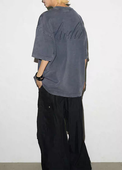 【MICHINNYON】Front cross design haze style short sleeve T-shirt  MY0044