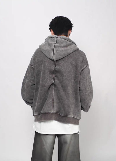 【Mz】Muted base color slip line short silhouette full zip hoodie  MZ0073