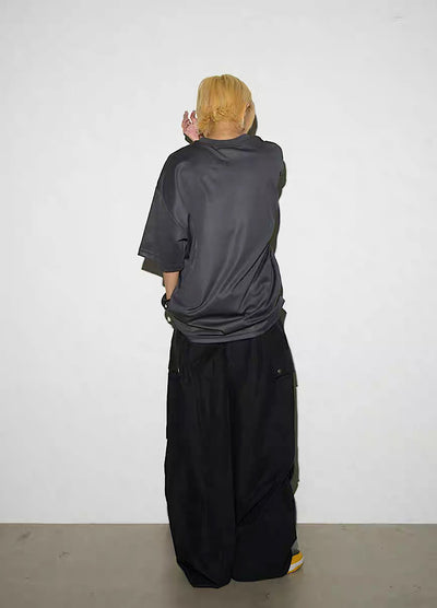 【MICHINNYON】Front cross design haze style short sleeve T-shirt  MY0044