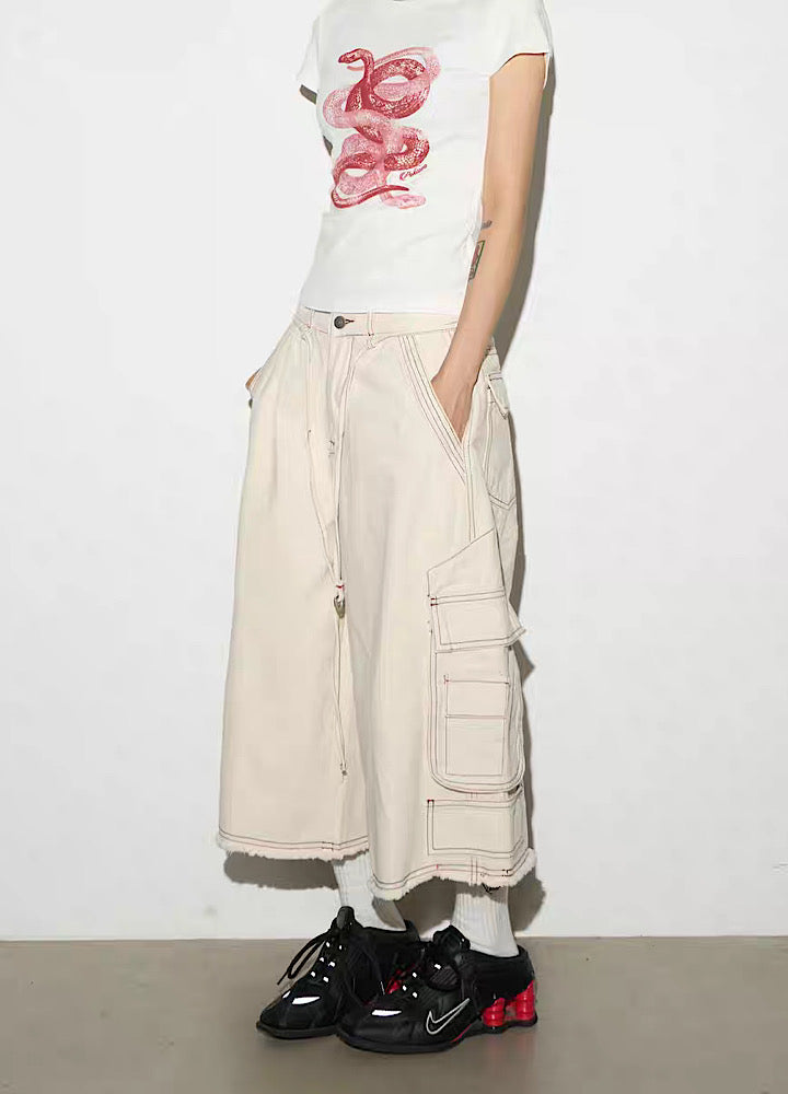【MICHINNYON】Front snake design y2k style short sleeve tight T-shirt  MY0045