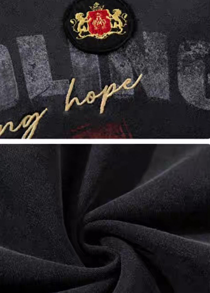 【Mz】College Vintage Front Initial Oversized Silhouette Design Hoodie  MZ0074