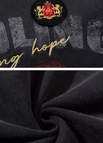 【Mz】College Vintage Front Initial Oversized Silhouette Design Hoodie  MZ0074