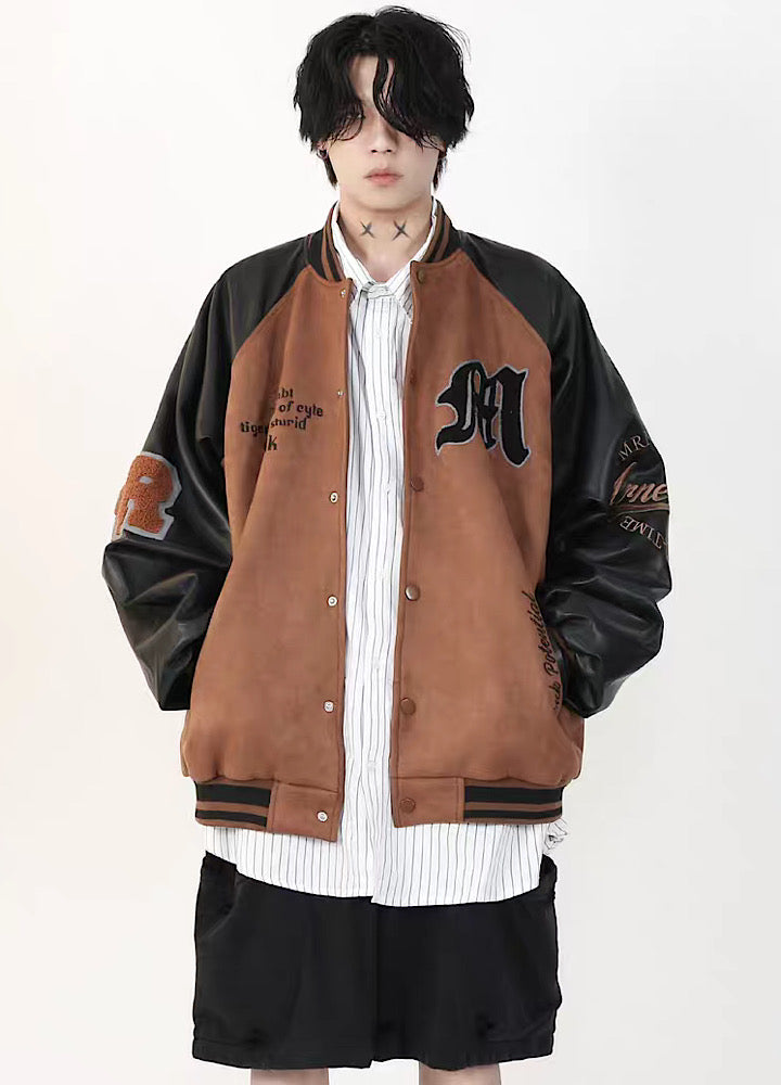 [MR nearly] Casual Sporty Initial Design College Jacket MR0055