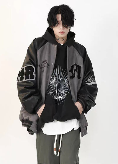 【MR nearly】Casual Sporty Initial Design College Jacket  MR0055