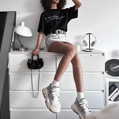 【12/3新作】 Futuristic Y2K casual style upper design platform sneakers  HL3214