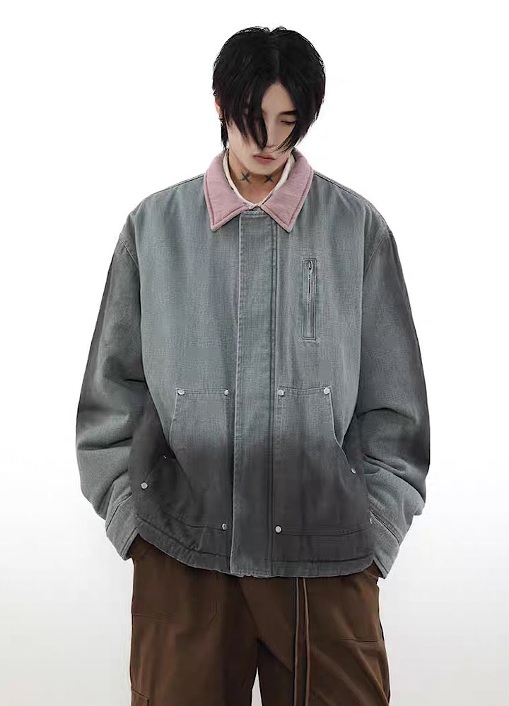 [MR nearly] Faded gradient wash wool style denim jacket MR0056