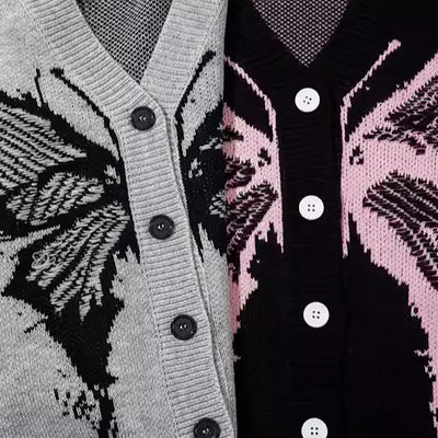 【NIHAOHAO】Butterfly over design pastel color damage cardigan  NH0054