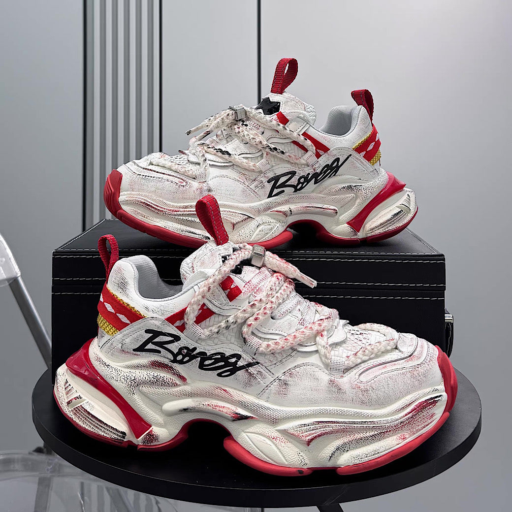 【12/3新作】 Dirt design upper ride style one point color select platform sneakers  HL3216