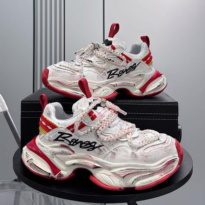 【12/3新作】 Dirt design upper ride style one point color select platform sneakers  HL3216