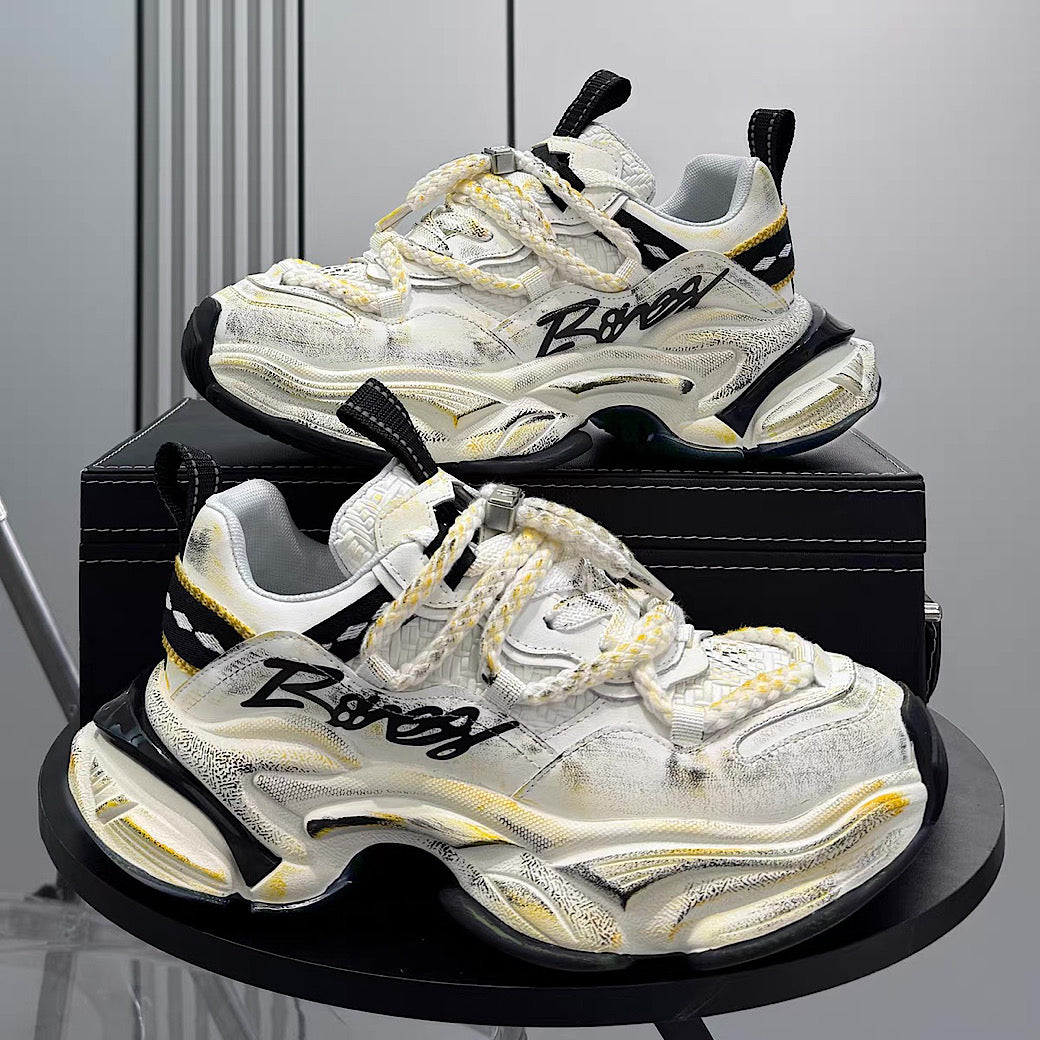 【12/3新作】 Dirt design upper ride style one point color select platform sneakers  HL3216