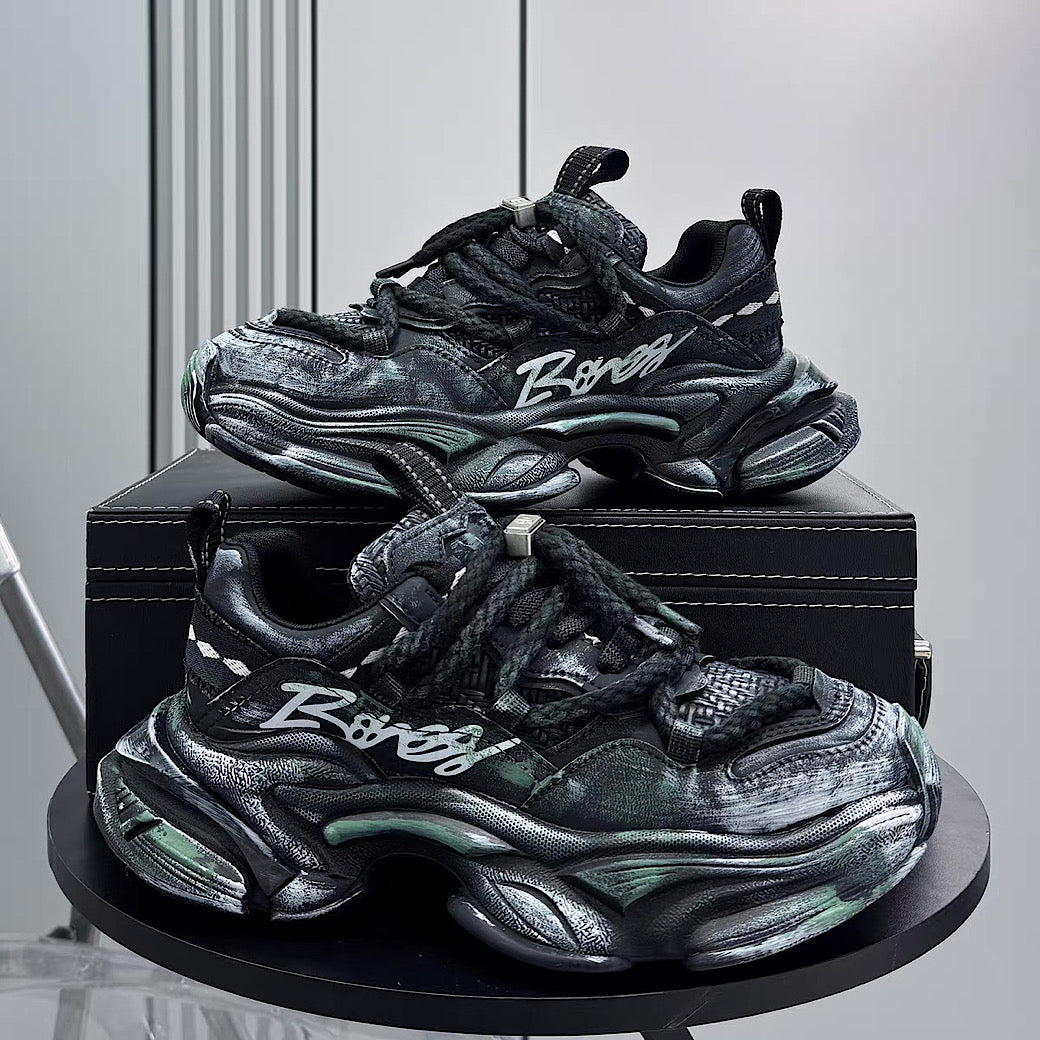 【12/3新作】 Dirt design upper ride style one point color select platform sneakers  HL3216