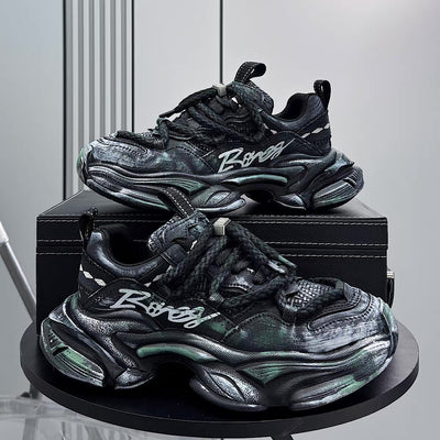 【12/3新作】 Dirt design upper ride style one point color select platform sneakers  HL3216