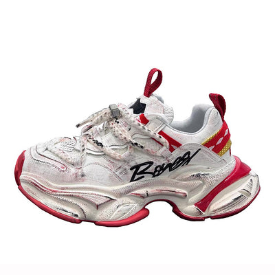 【12/3新作】 Dirt design upper ride style one point color select platform sneakers  HL3216