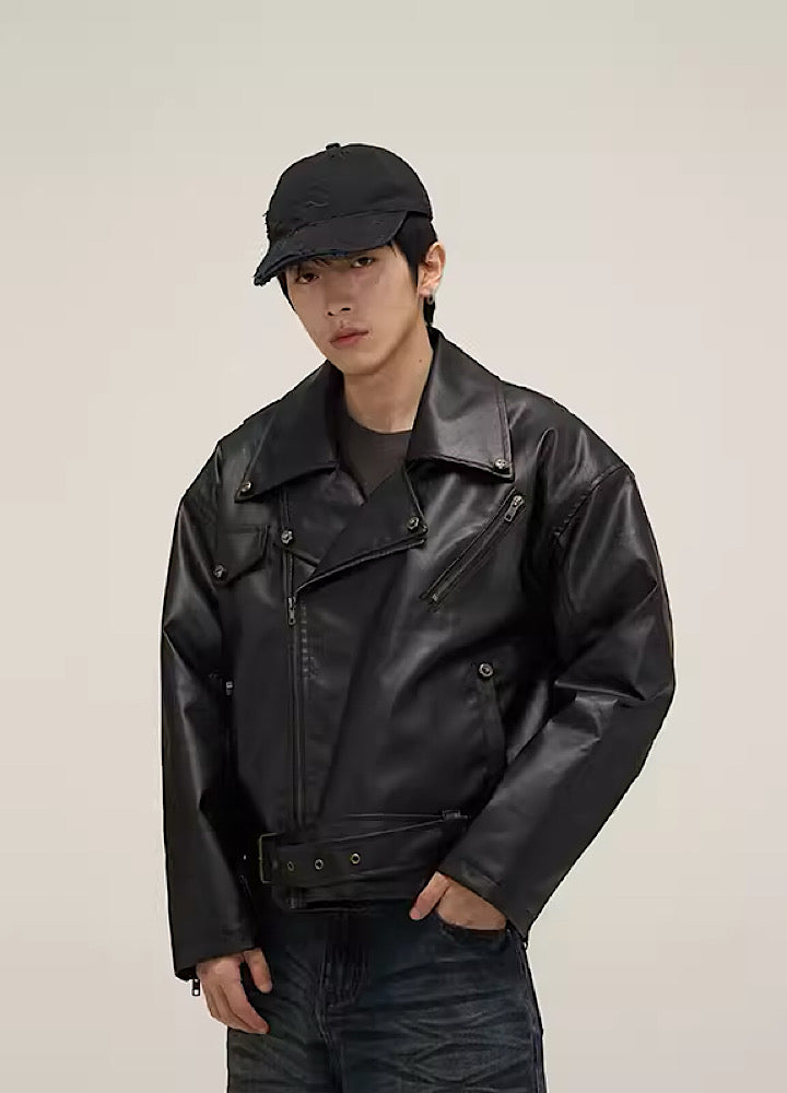 【10/30新作】Riders form design silhouette leather jacket  HL2978