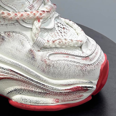 【12/3新作】 Dirt design upper ride style one point color select platform sneakers  HL3216