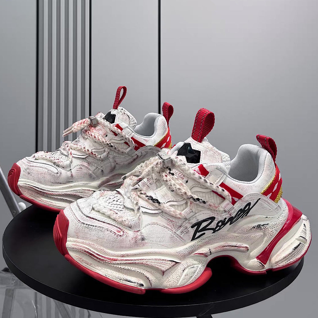 【12/3新作】 Dirt design upper ride style one point color select platform sneakers  HL3216