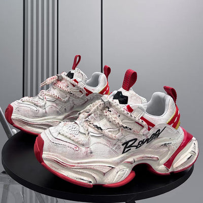 【12/3新作】 Dirt design upper ride style one point color select platform sneakers  HL3216