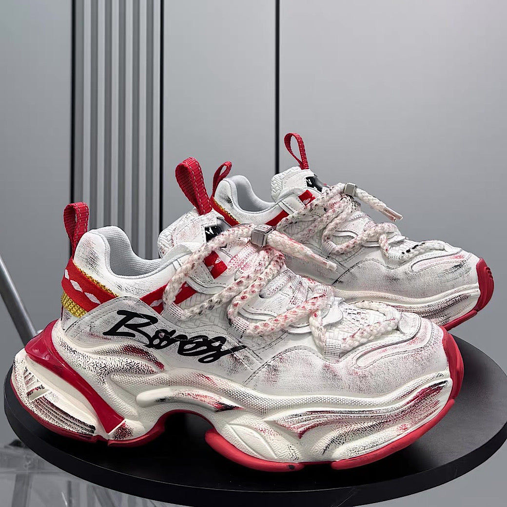 【12/3新作】 Dirt design upper ride style one point color select platform sneakers  HL3216