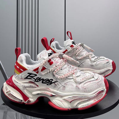 【12/3新作】 Dirt design upper ride style one point color select platform sneakers  HL3216