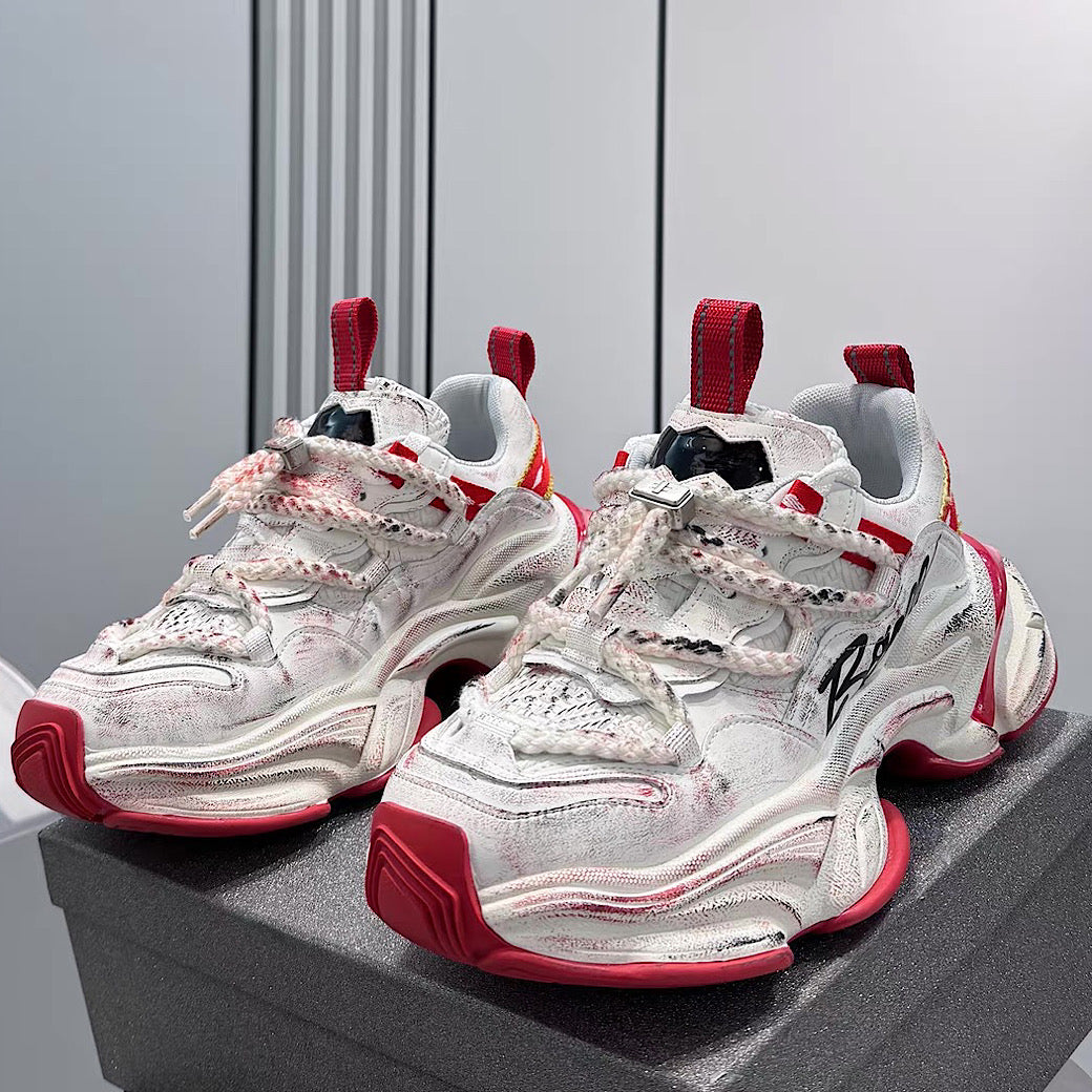 【12/3新作】 Dirt design upper ride style one point color select platform sneakers  HL3216