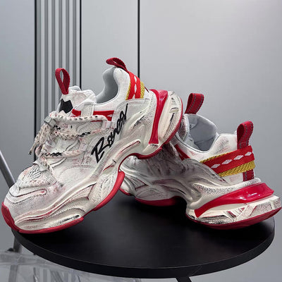 【12/3新作】 Dirt design upper ride style one point color select platform sneakers  HL3216