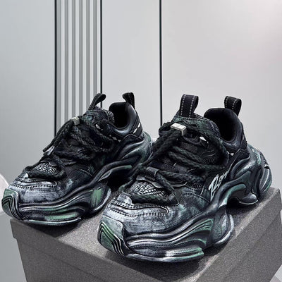 【12/3新作】 Dirt design upper ride style one point color select platform sneakers  HL3216