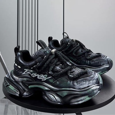 【12/3新作】 Dirt design upper ride style one point color select platform sneakers  HL3216