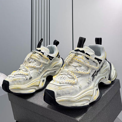 【12/3新作】 Dirt design upper ride style one point color select platform sneakers  HL3216