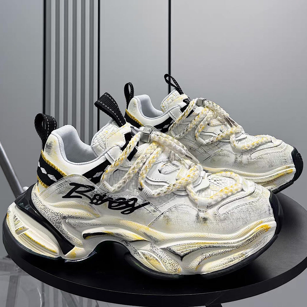 【12/3新作】 Dirt design upper ride style one point color select platform sneakers  HL3216