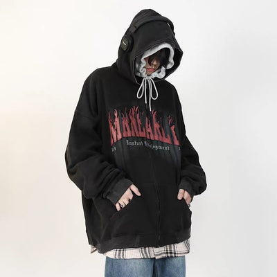【MR nearly】College logo vintage style full zip hoodie  MR0058